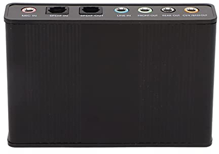 CFTGIW USB-ljudkort 6-kanals 48kHz Samplingsfrekvens Analog Uppspelning Inspelning Externt Ljudkort för PC Bärbar Dator Ljud Via USB med - Externt Ljudkort5 Ljud (Svart)