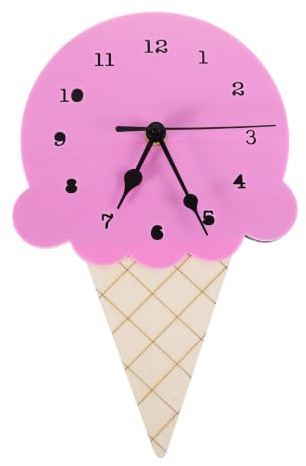 FRCOLOR Ice Cream Shaped Wall Clock Silent Wooden Nordic Style |