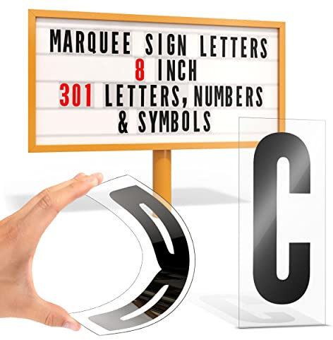 Houseables Marquee Letters, Sign Letters, Letter Sign, Outdoor, Plastic, Plexiglass, Changeable, for Board, Readerboard, Billboard, Church, 8 Inch Character on 9 in Panel, 301 PC, w/Numbers