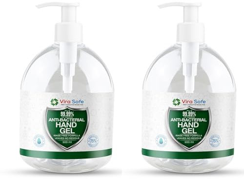2 x 500ml Hand Sanitiser 70% Alcohol Gel Anti Bacteria Viral Eliminating Formula Gel Alcohol Anti Bacterial Formula Pack Of 2 Vira Safe