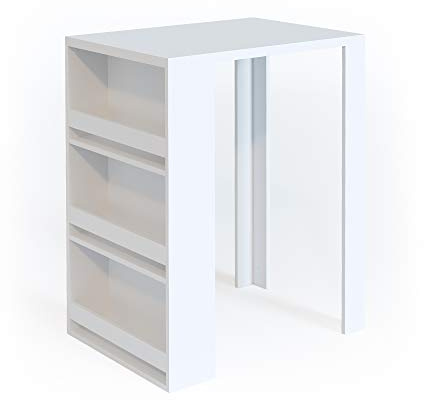 Vicco Tavolo bar alto, Bianco, 57 x 80 cm, con ripiani aperti per una conservazione salvaspazio