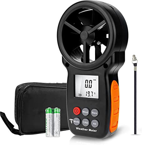 LYCEBELL Digital Windmesser, LC-100-WM Digitaler Anemometer Handheld Windmesser für Temperatur CFM Feuchtigkeit Altitude, Windmessgerät mit Hintergrundbeleuchtung für Windsurfen Segeln Drohne