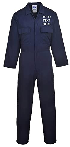 Personalised Boiler Suit Jumpsuit Overalls - Men's Workwear, Navy Blue