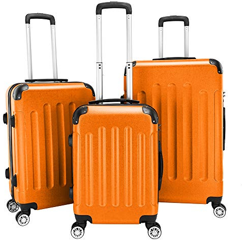 Leavader Luggage Sets 3 Piece with 4 Universal Wheels, Trolley Case Sets Portable and Lightweight Expandable Hard Shell Suitcase Set with TSA Lock Durable 20/24/28 Orange