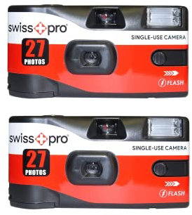 Swiss Plus Pro Disposable Camera Single Use Film 400 27 Exposure Flash - 2 pack