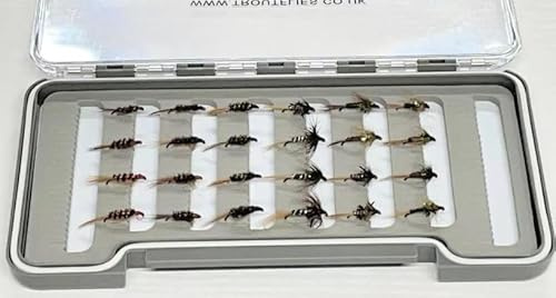 Fly Fishing Box Set 24 Barbless Cruncher and Diawl Bach Nymph- Trout Flies, Season fishing flies, Barbless nymphs flies,