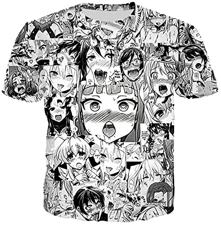 YININGDIANZI T-shirt unisexe Ahegao avec imprimé 3D réaliste et imprimé anime, T-shirts, L