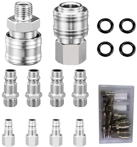 FISH DRAGATE 10 Piezas accesorios compresor aire,adaptador compresor,Acoplador de Aire 1/4 BSP para manguera aire comprimido,repuestos compresores,acoplamiento rápido,Conector compresor aire