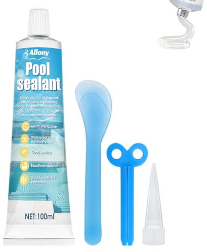 Allony Silicona Transparente, Pegamento Piscina Bajo Agua, Sellador Fugas Piscina, Sellador Impermeable Transparente para Sellar, Pegar y Reparar Piscinas, 100ml