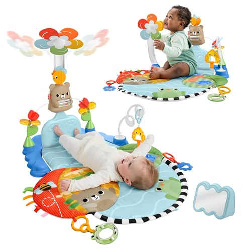Fisher-Price Alfombrilla de Juego para bebés 3 en 1 pataditas y balanceo, Juguete de Actividades sensoriales para el Desarrollo de bebés recién Nacidos, a Partir de 0 Meses, HYR60
