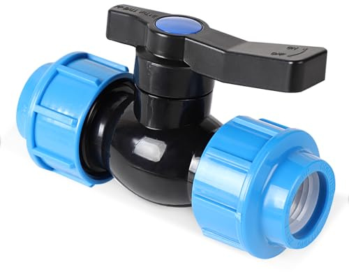 SWAWIS Válvula de Esfera para Tubería de PE Accesorio de PP Fitting Válvula de Cierre para Tubería de PE Racor para Tuberías de Riego de Polietileno, 25 mm