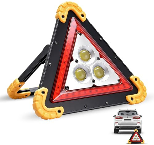 Warndreieck kfz, LED Warndreieck Auto mit 4 Beleuchtungsmodi, IP65 Wasserdichte Faltbares Warndreieck 8.3in/21cm, Unterstützt USB-Aufladung und Batteriebetrieb (Batterien nicht im Lieferumfang)