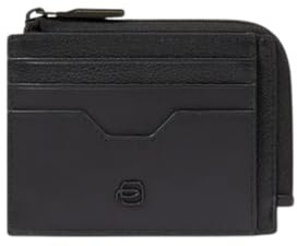 PIQUADRO – Portamonete con Porta Documenti e Carte – Pelle, 6 Porta Carte, Porta Monete, RFID – Uomo – Nero