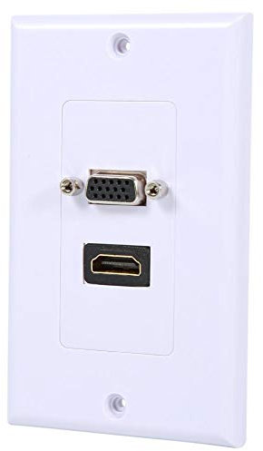 Eboxer Distribution and Organization Multimedia Wall Plates Socket Panel, Composite HDMI VGA 2 in 1 Panel Connect Plug Audio Video Adapter Jack Wiring Plug Outlet