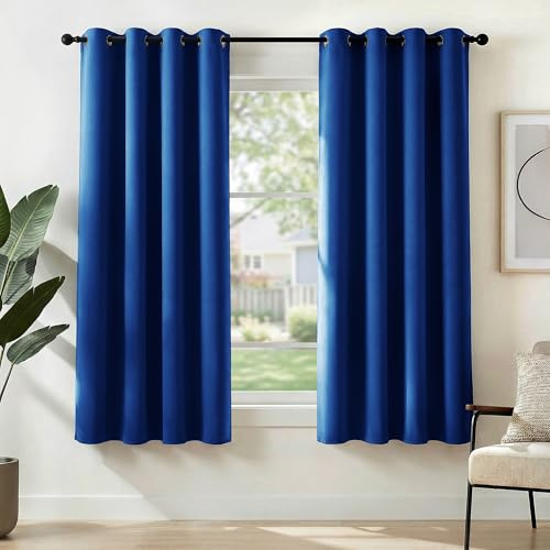Deconovo Blackout Curtains Super Soft Bedroom Curtains Thermal Insulated Energy Saving Curtains for Kids Blue 46x63 Inch 2 Panels