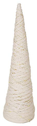 URBNLIVING Coni di albero di Natale illuminati a LED, alberi di coni natalizi a forma di piramide con ghirlande luminose, display per finestra, decorazione per la casa (bianco con glitter, 60 cm)