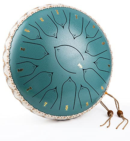 NEFLSI Zungentrommel 15 Tone 13 Zoll Schlagzeug Instrument Steel Tongue Drum Stahl Zunge Trommel ätherische Handtrommel HandPan mit Trommelschlegel, Tragetasche, Fingerabdeckung für Yoga Meditation