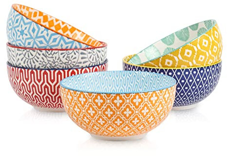 Selamica Keramik Müslischalen Set, 680 ml Dessertschalen, Suppenschalen für Küche, Schüssel Set für Salat, Pasta, Haferflocken, Ramen, Mikrowellen- und Spülmaschinenfest, 6er Set, Bunte