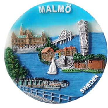 Malmo Sweden 3D Fridge Magnet Souvenir Gift,Resin Handmade Malmo Refrigerator Magnet Home & Kitchen Decoration Collection