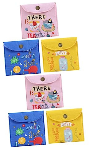 Alipis 6pcs Canvas Women Sanitary Pad Bag Portable Diaper Pouch Storage Pouch for Period Products Travel Washbag