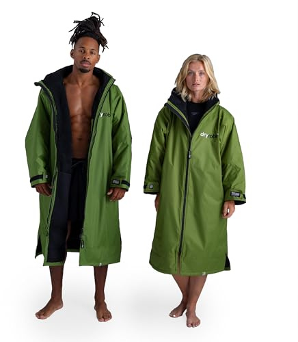 Dryrobe Advance Waterproof Changing Robe - LONG SLEEVE Oversized Change Robe Coat with Fleece Lining - Hooded Jacket for Beach, Wild Swimming, Surfing