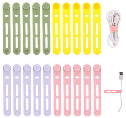 Molain Bridas Reutilizables para Cables - 20 Correas Ajustables de Silicona, Organizador para Cables de Carga, Auriculares, Computadora, Escritorio, Accesorios de Viaje (Amarillo)