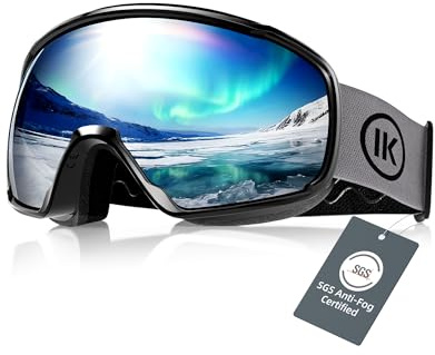 Innerking Skibrille OTG, Anti-Beschlag & UV400, Über-Korrekturbrille mit Doppelglas, für Herren/Damen/Teenager, Ski & Snowboard (A1 – Schwarz/Silber (VLT 11%))