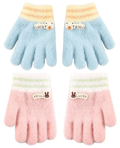 SULIUDAJI 2 Pares Manoplas Suave para Bebé, Manoplas Bebe,Manoplas Antiarañazos para Bebés Recién, Guantes de Cinco Dedos para Bebé Niño Niña de 1 a 3 Años, Azul, Rosa