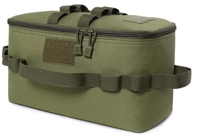 Wire Rope Clamps, Wire Rope Kabelklämmor Utomhuscamping gasbehållare förvaringsväska, stor kapacitet verktygsväska, picknick köksredskap bestick set förvaringsväska(Green 01)