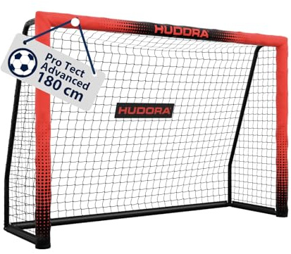 HUDORA Soccer Goal Pro Tect Advanced – Outdoor soccer goal with net and weatherproof coating for children/adults – Easy to assemble in the garden goal wall with zips and Velcro