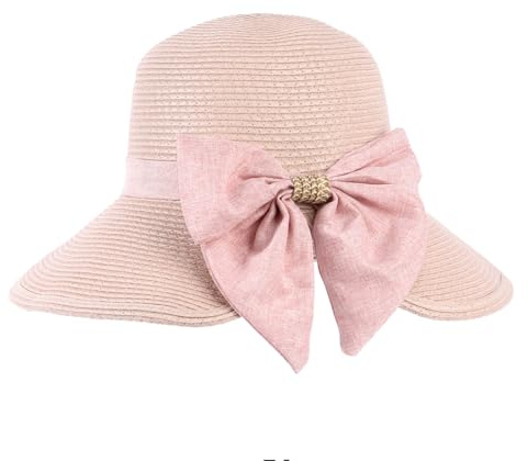 LY4U Chapeau de Soleil en Paille à Large Bord pour Femme UPF 50 avec Mentonnière Réglable, Chapeau de Plage Pliable pour Les Voyages, Les Activités de Plein Air Estivales