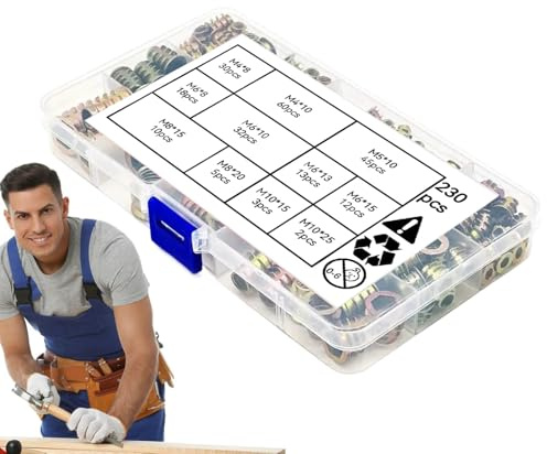 Insertos de madera roscada, kit de insertos de rosca, 230 insertos de aleación de zinc, 11 tamaños, mangas de tornillo para muebles, puerta de madera, silla