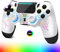 Suoxiom Wireless Controller für PS-4,Game Controller Kompatibel mit PS-4/Slim/Pro,Bluetooth Gamepad Joystick mit RGB-Licht,1000-mAh-Akku, 3,5-mm-Audiobuchse und Turbo-Funktion,WHITE (WHITE+BLACK)