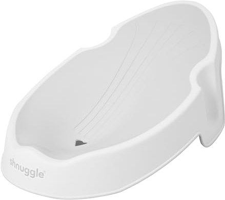 Shnuggle | Newborn Baby Bath Support | Ergonomic Soft-Touch Seat | Lightweight Non-Slip Base | Hygienic & Compact | Perfect for Babies up to 6 Months / 9 kg | White & Grey
