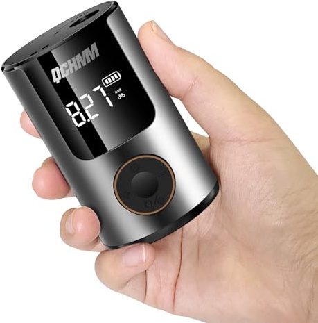 Bomba de Bicicleta, Mini Bomba Bicicleta Eléctrica 120 PSI con Válvulas Presta y Schrader, Bike Pump Portátil con Pantalla LCD Digital, 600mAh