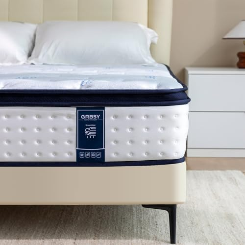 Grbsy Matelas Hybride à Ressorts Ensachés 7 Zones de Soutien avec Mousse Mémoire – Confort Ergonomique et Isolation de Mouvement, 150x190x26cm