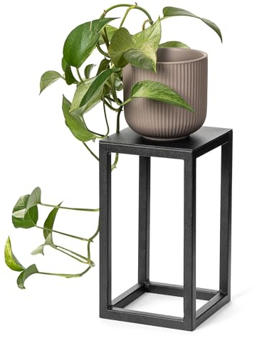 LAMO Manufaktur Portafiori in metallo nero 28 cm | Porta vasi da interno design moderno da soggiorno, camera da letto | Piccolo supporto per piante nuziali, tavolino per sculture e decorazioni casa