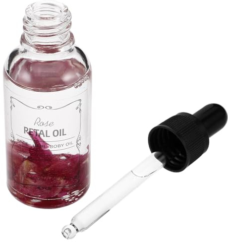 MAGICLULU Aceite Corporal de Rosa para Masaje y Cuidado Facial Fragancia Floral, Mejora la Elasticidad Cutánea y Nutre el Cabello, Envase de Vidrio Rojo Adecuado para Rutina de Belleza