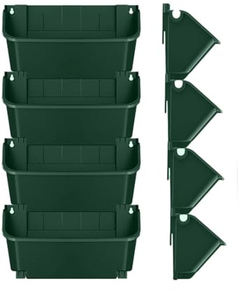 Jardinera Tipo Torre - Macetas De Jardinería Verticales Apilables | Juego De Maceteros Transpirables De 4 Piezas Con Drenaje | Torre De Jardín Escalonada Para Frutas, Verduras, Hierbas | Patio Al Aire