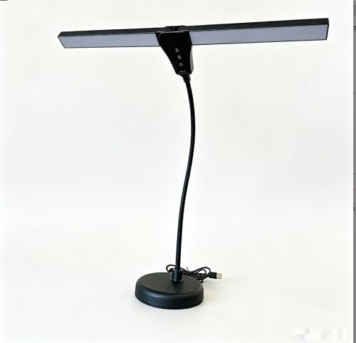Pianolampa | Dimbart LED-ljus med justerbar svanhals design | 5 belysningslägen | USB-laddningsport och automatisk avstängningstimer