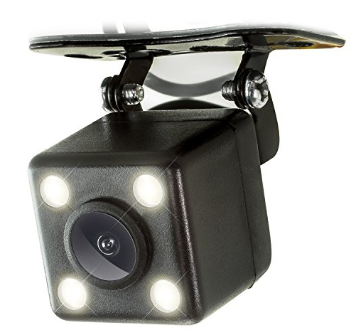 XOMAX XM-020 Auto Rückfahrkamera Set mit Halterung, Nachtsicht mit 4 leistungsstarken LED Lampen, Einparkhilfe: Distanz Linien in Farbe, PAL, Sichtbereich: Weitwinkel 170°, 5m Video-Kabel