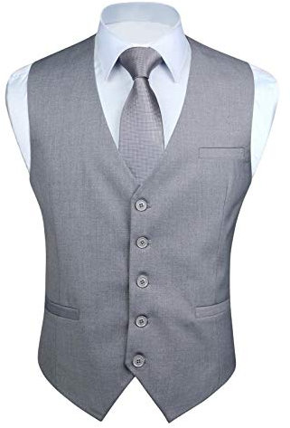 Hisdern Herren formale Hochzeitsfeier Business hellgrau Weste Baumwolle einfarbig Weste