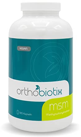 orthobiotix MSM - 365 Kapseln Methylsulfonylmethan (hochdosiert) - 1600mg Tagesdosis - veganes MSM Pulver