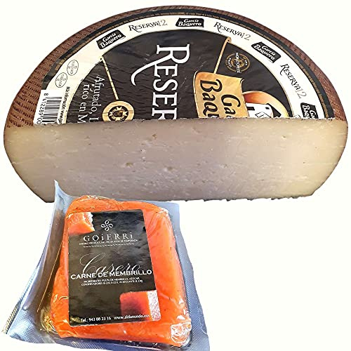 Queso García Baquero Reserva 12 Meses - Medio Queso Añejo Mezcla Madurado Graso - Peso Aproximado 1,6 Kg - Queso Añejo con Membrillo Goierri (Medio Queso con Membrillo)