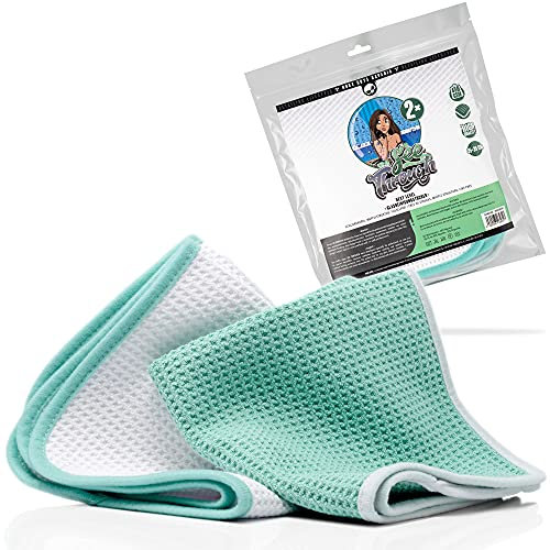 Nuke Guys Auto Glastücher Streifenfrei - See Through Glasreinigungstücher - 2er Pack Mikrofaser Waffeltücher Fenstertücher 35x35cm, 450GSM