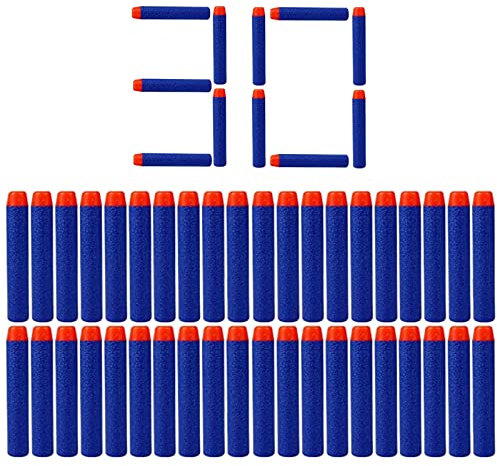 YAAVAAW 30 Stück Nerf Pfeile,7.2cm Pfeile Darts Schaum Munition Blau,Soft Darts Bullets Nachfüllpackung,Spielzeug für N-Strike Elite Blasters Series Innen Außen Kinder Spielzeugpistole Zubehör
