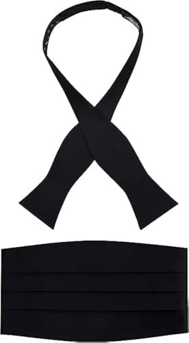S.H. Churchill & Co. Set mit Fliege und Kummerbund aus 100 % Seide, formelles Set, Schwarz, Einheitsgröße für Erwachsene Männer bei formellen Anlässen