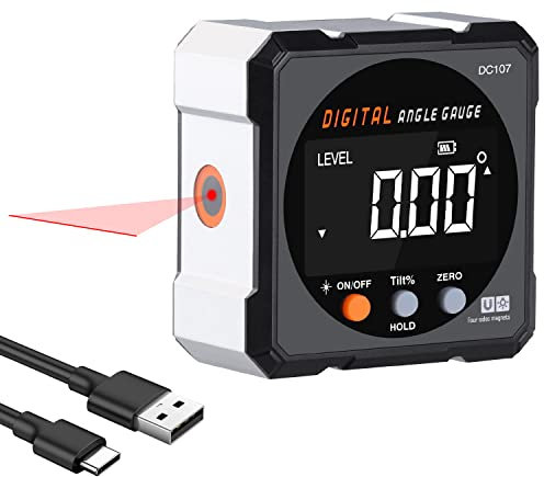 Winkelmesser Digital, Winkelmesser Digital Magnetisch mit Laser-Nivellierungswerkzeug, Neigungsmesser Digital für Zimmerei, Bau, Heimwerker – Levelbox/Nivellierungsbox für Holzbearbeitungsmessungen