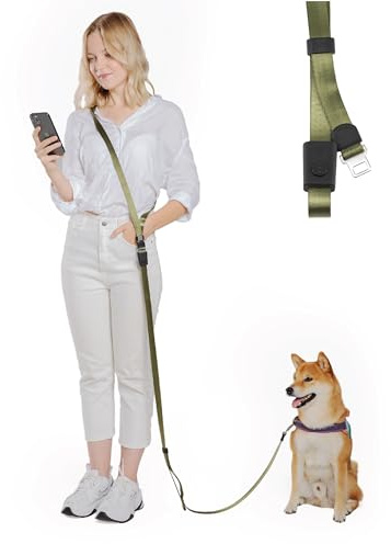 SVD.PET 4-in-1 Hands Free Dog Leash, Versatile Crossbody/Waist Dog Leash with Easy Release Buckle, Easy Adjust to Fit Your Body and Waist for Walking, and Running Your Doggy (Army Green)