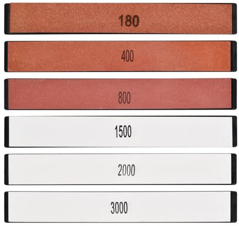 Schleifstein 6 Set Messerschärfsteine für Messerschärfer mit Festem Winkel Wetzstein für Küchenmesser Professional Wetzstein Schleifstein Messerschärfsteine Mit Sockel: 180/400/800/1500/2000/3000 Grit